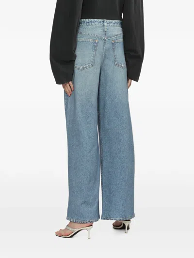 Rag & Bone Distressed Wide-leg Denim In Blue