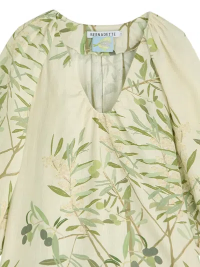 Bernadette V-neck Floral-print Mini Dress In Green