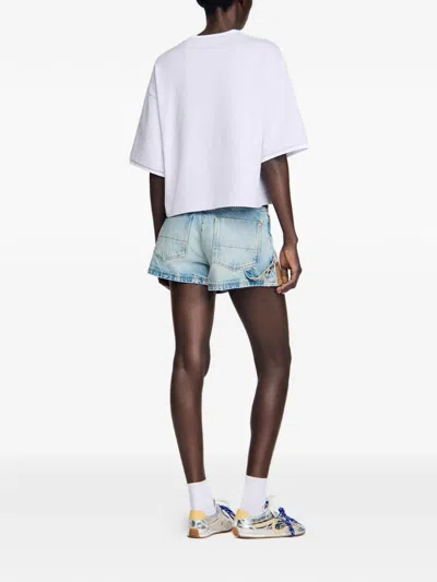 Sandro Embroidered Logo Cotton T-shirt In White
