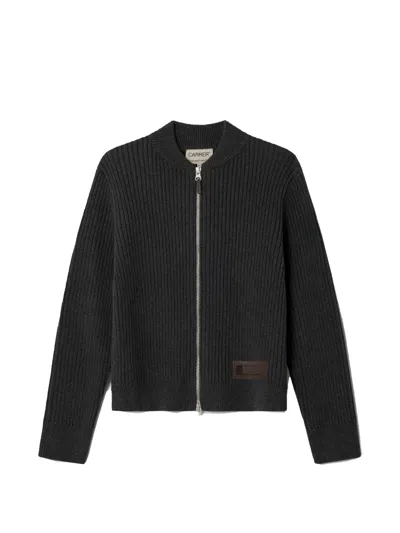 Carrer Ash Ribbed Patch Cardigan In Black