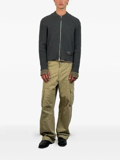 Carrer Ash Ribbed Patch Cardigan In Black