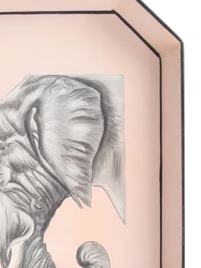 Les-ottomans Elephant Print Tray In Pink