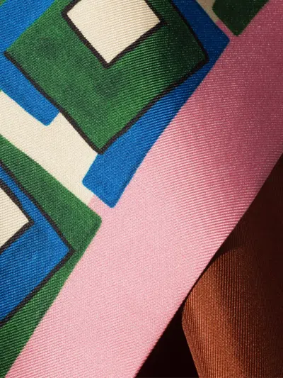 Miu Miu Printed Silk Scarf In Blue