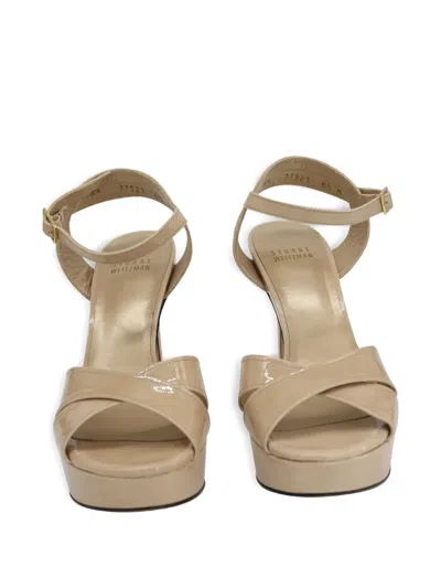 Pre-owned Stuart Weitzman Crossover-strap Platform Sandals In Neutral