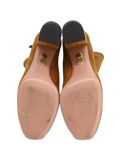 Pre-owned Aquazzura Suede Side-zip Ankle Boots In Brown