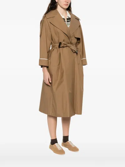 Max Mara Notched-lapel Belted Coat In Brown