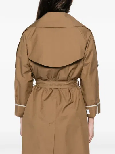 Max Mara Notched-lapel Belted Coat In Brown