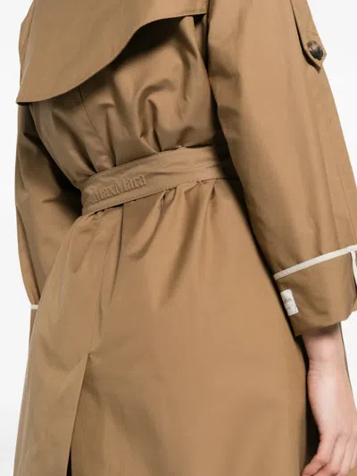 Max Mara Notched-lapel Belted Coat In Brown