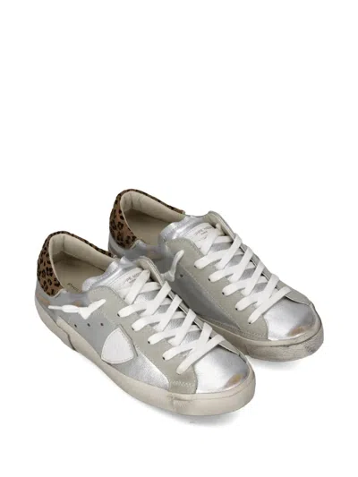 Philippe Model Prsx Leopard-print Low Trainers In Silver