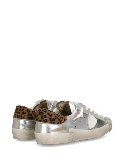 Philippe Model Prsx Leopard-print Low Trainers In Silver