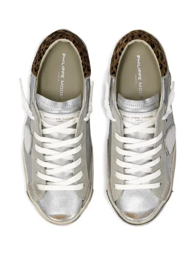 Philippe Model Prsx Leopard-print Low Trainers In Silver