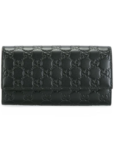 Gucci Signature Continental Wallet, Black In Black  Signature