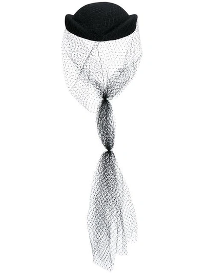 Gucci Agnes Lapin Felt Hat W/veil, Black