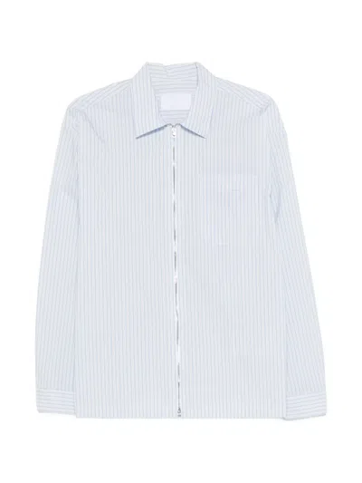 Prada Technical Fabric Shirt With Striped Pattern In Blue