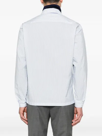Prada Technical Fabric Shirt With Striped Pattern In Blue