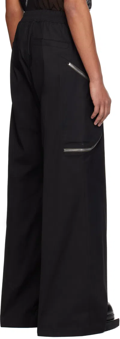Rick Owens Heizer Belas Wide-leg Cotton-blend Poplin Drawstring Cargo Trousers In Black