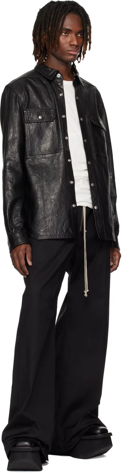 Rick Owens Heizer Belas Wide-leg Cotton-blend Poplin Drawstring Cargo Trousers In Black