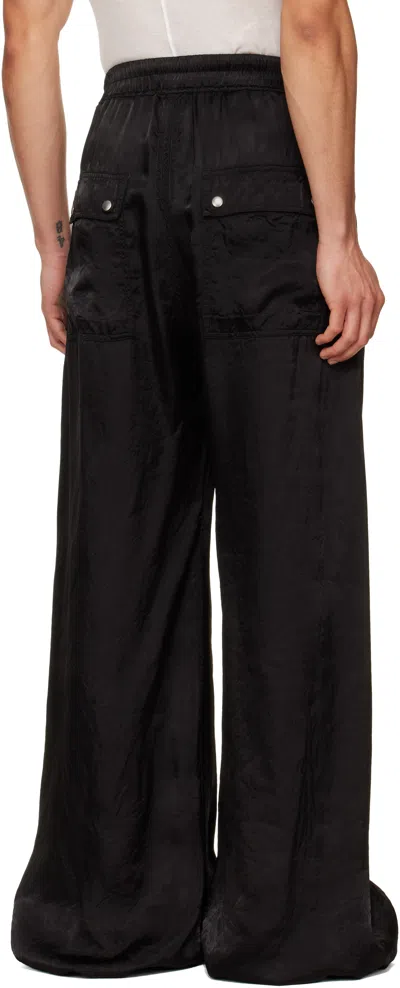 Rick Owens Heizer Belas Wide-leg Cotton-blend Poplin Drawstring Cargo Trousers In Black