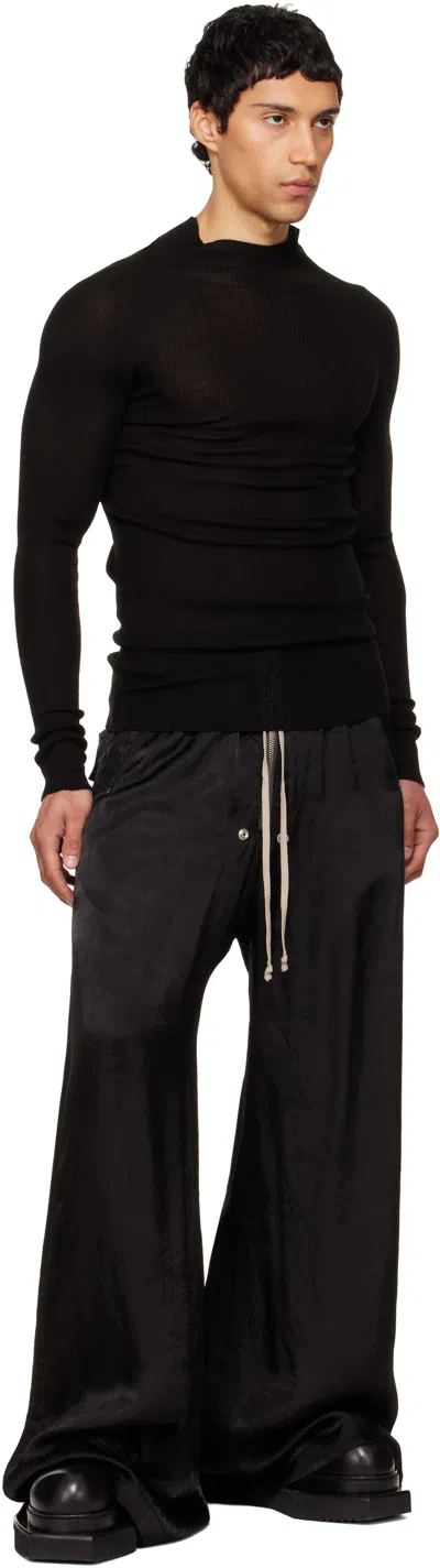 Rick Owens Heizer Belas Wide-leg Cotton-blend Poplin Drawstring Cargo Trousers In Black