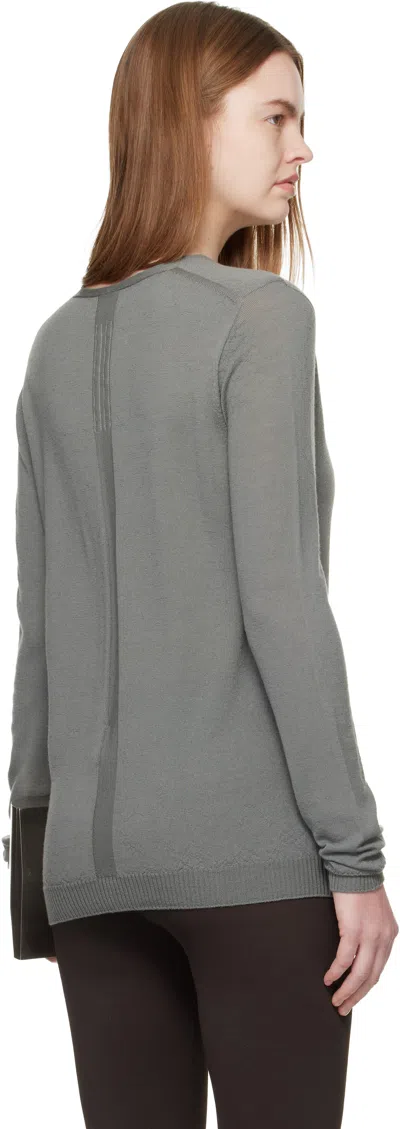Rick Owens Khaki Temple V Neck Pull Sweater In Gray