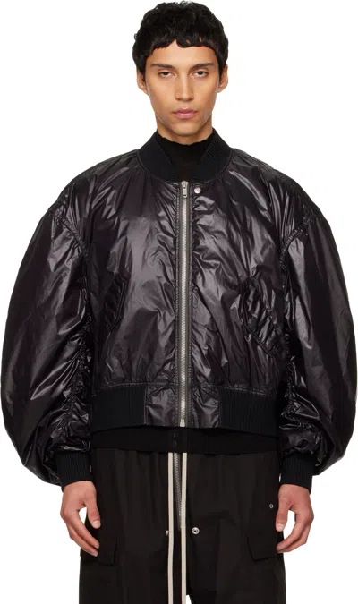Rick Owens Black Tower Secchia Flight Leather Bomber Jacket In Black