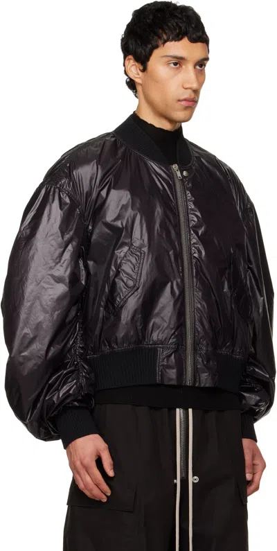 Rick Owens Black Tower Secchia Flight Leather Bomber Jacket In Black