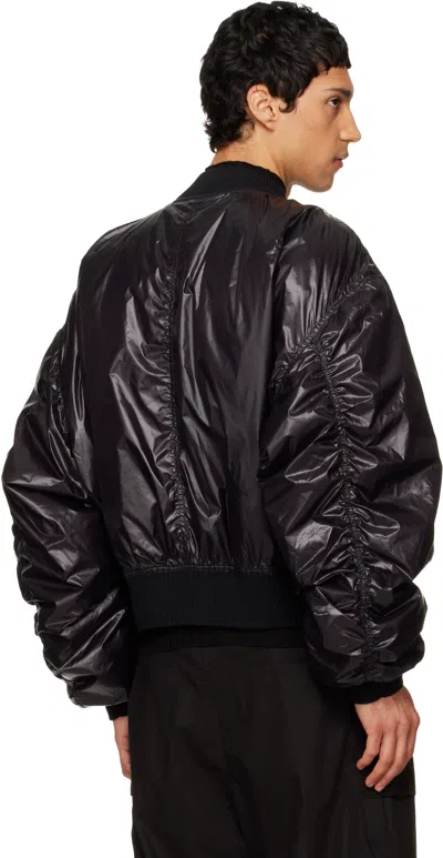 Rick Owens Black Tower Secchia Flight Leather Bomber Jacket In Black