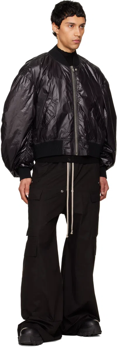 Rick Owens Black Tower Secchia Flight Leather Bomber Jacket In Black