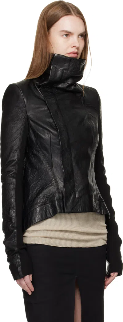 Rick Owens Black Temple Naska Biker Leather Jacket In Black