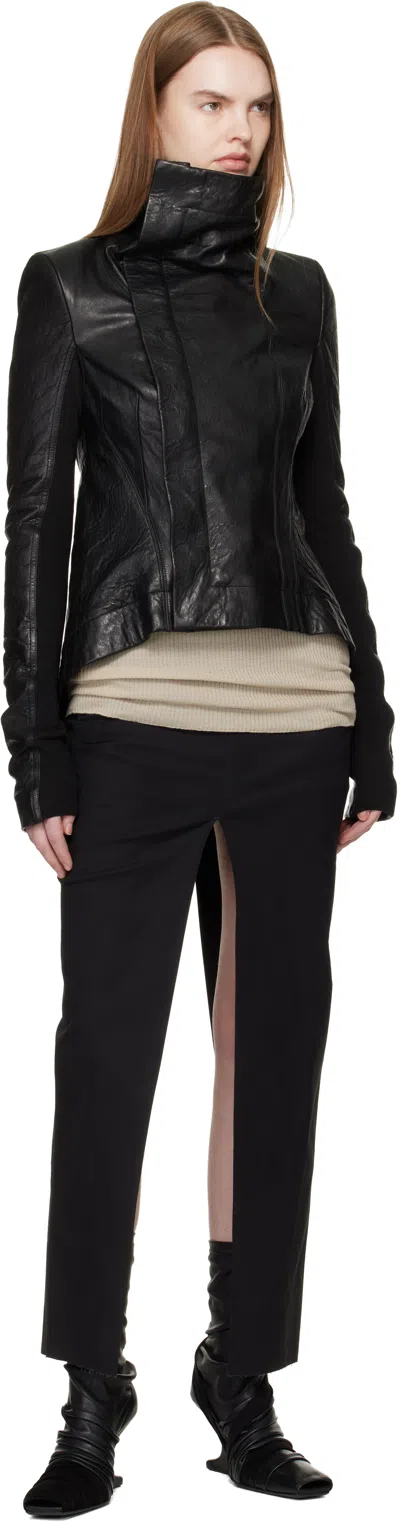 Rick Owens Black Temple Naska Biker Leather Jacket In Black