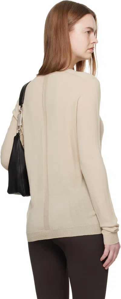 Rick Owens Khaki Temple V Neck Pull Sweater