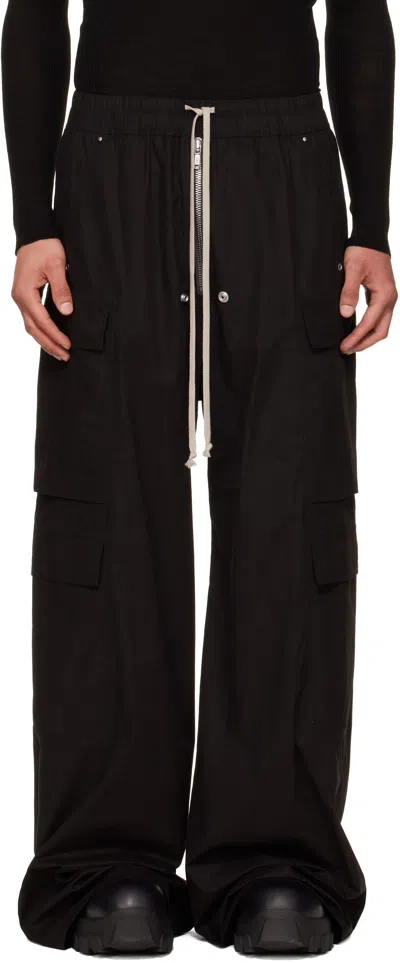 Rick Owens Black Concordians Tailored Cargobelas Cargo Pants In Black