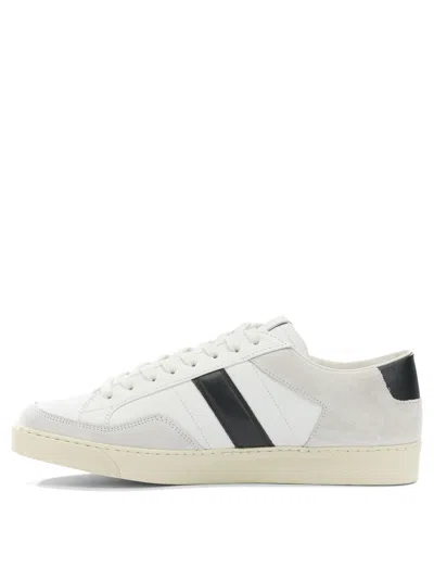 Tom Ford Panelled Suede And Grained Leather Sneakers In White