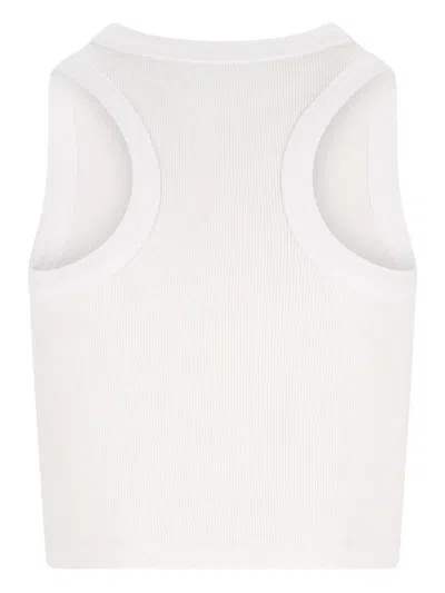 Givenchy White Sleeveless Top With Logo Lettering On The Front In Cotton Stretch Woman In Neutral