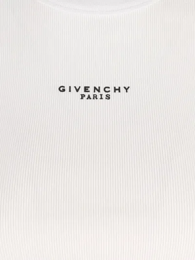 Givenchy White Sleeveless Top With Logo Lettering On The Front In Cotton Stretch Woman In Neutral