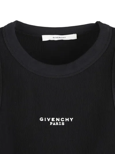 Givenchy Cotton Cropped Tank Top With Paris Print Clothing In Black