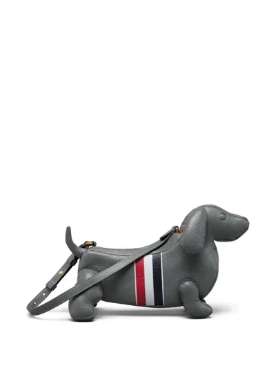 Thom Browne Pebble Full-grain Calf Leather Baby Hector Shoulder Bag In Gray