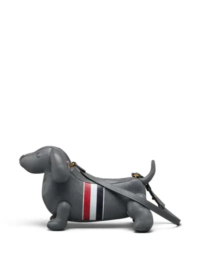 Thom Browne Pebble Full-grain Calf Leather Baby Hector Shoulder Bag In Gray