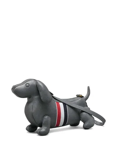 Thom Browne Pebble Full-grain Calf Leather Baby Hector Shoulder Bag In Gray