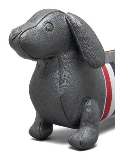 Thom Browne Pebble Full-grain Calf Leather Baby Hector Shoulder Bag In Gray