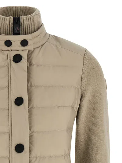 Moncler Padded Cardigan Sweaters And Cardigans Beige In Gray