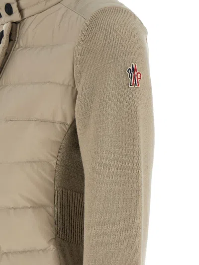 Moncler Padded Cardigan Sweaters And Cardigans Beige In Gray