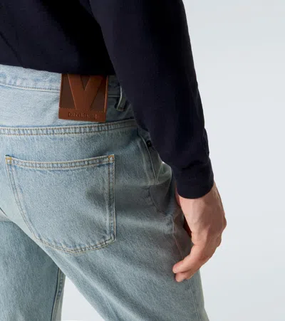 Valentino Logo Patch Flared Jeans In Blue