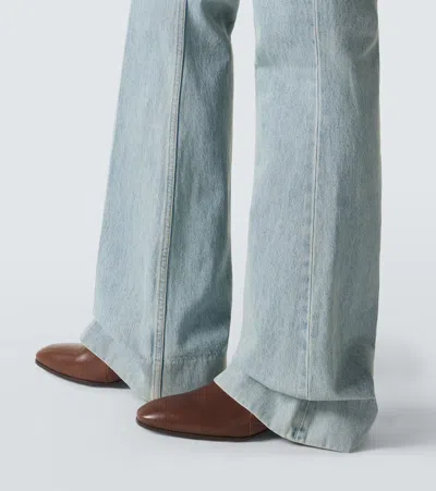Valentino Logo Patch Flared Jeans In Blue