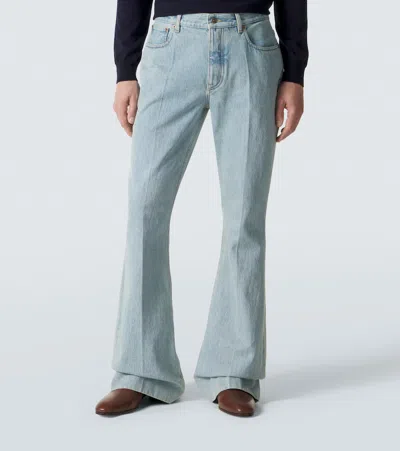 Valentino Logo Patch Flared Jeans In Blue