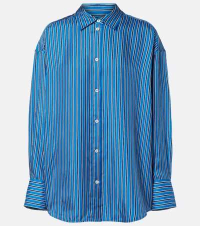 Totême Toteme Oversize Stripe Silk Button-up Shirt In Multi