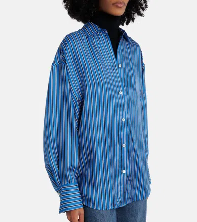 Totême Toteme Oversize Stripe Silk Button-up Shirt In Multi