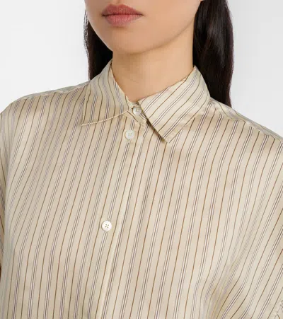 Totême Toteme Oversize Stripe Silk Button-up Shirt In Neutral