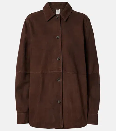 Totême Womens Bark Soft Long-sleeves Suede Overshirt In Multi