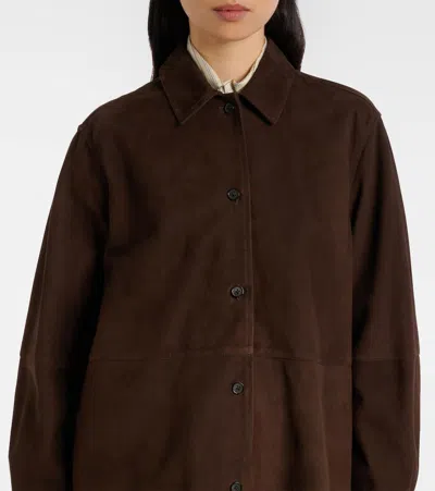 Totême Womens Bark Soft Long-sleeves Suede Overshirt In Multi